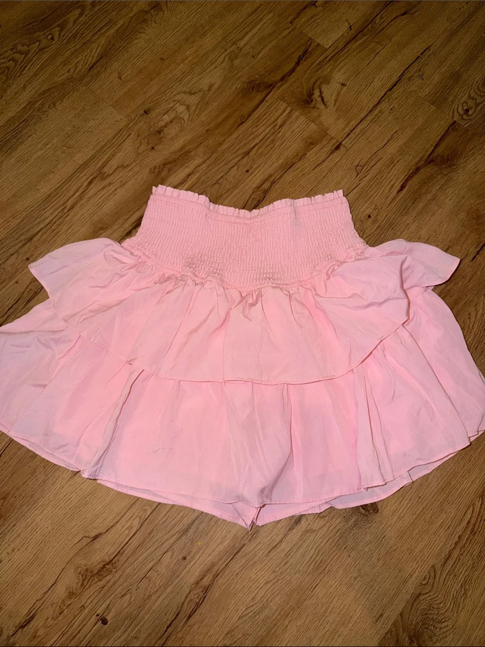 Pink Tiered Smocked Waist Skirted Shorts One Size Fits All